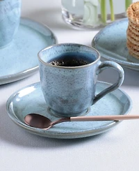 Porto Brasil Stoneware Coffee Cup and Saucer Set, Service for 6