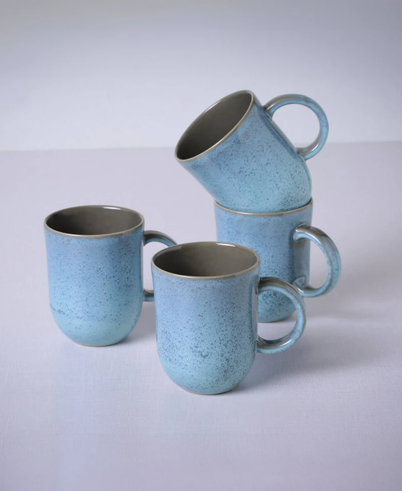 Porto Brasil Stoneware Coup Mugs, Set of 4