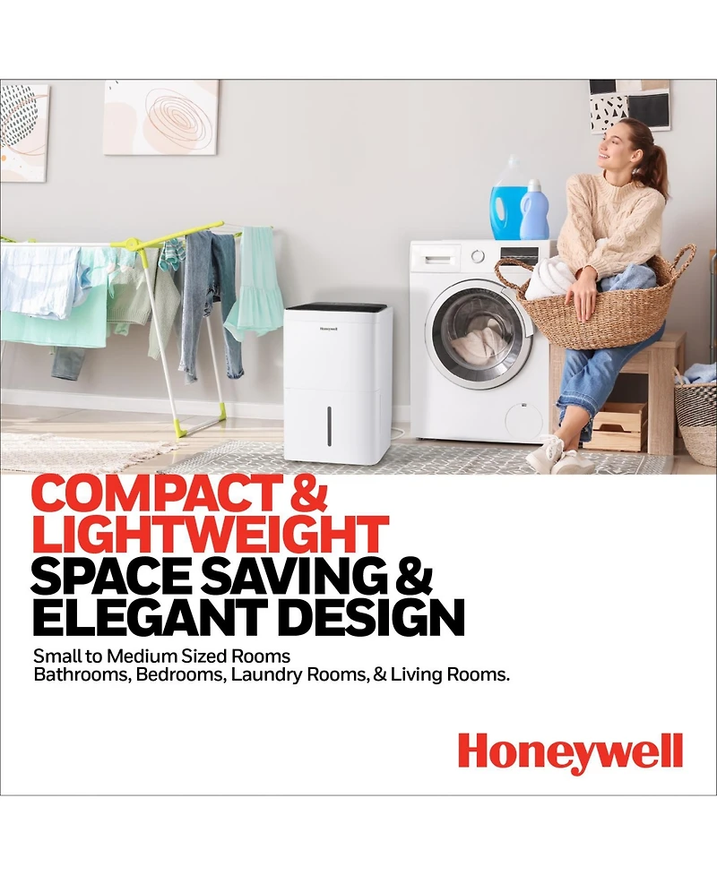 Honeywell 2024 New! 50-Pint Energy Star Dehumidifier with Pump for 4,000 Sq Ft – Laundry Mode, Auto-Comfort Mode & Thermal Overload Protection,