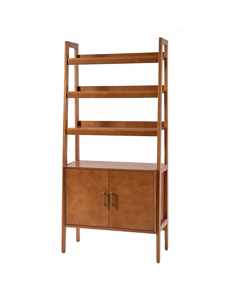 Hulala Home Augusto Mid-century Modern 76'' H x 36'' W Solid Wood Ladder Bookcase with Solid Wood Legs
