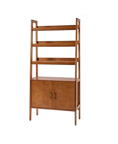 Hulala Home Augusto Mid-century Modern 76'' H x 36'' W Solid Wood Ladder Bookcase with Solid Wood Legs