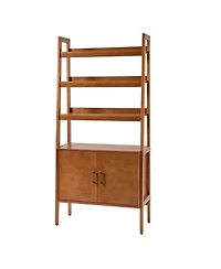 Hulala Home Augusto Mid-century Modern 76'' H x 36'' W Solid Wood Ladder Bookcase with Solid Wood Legs