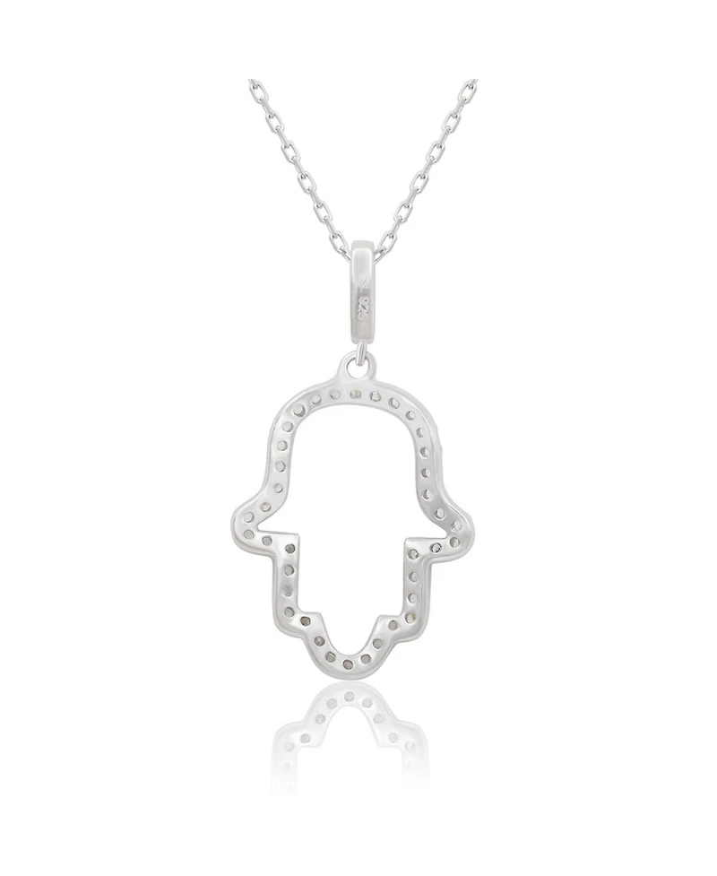 Suzy Levian New York Suzy Levian Sterling Silver White Cubic Zirconia Hamsa Hand Pendant