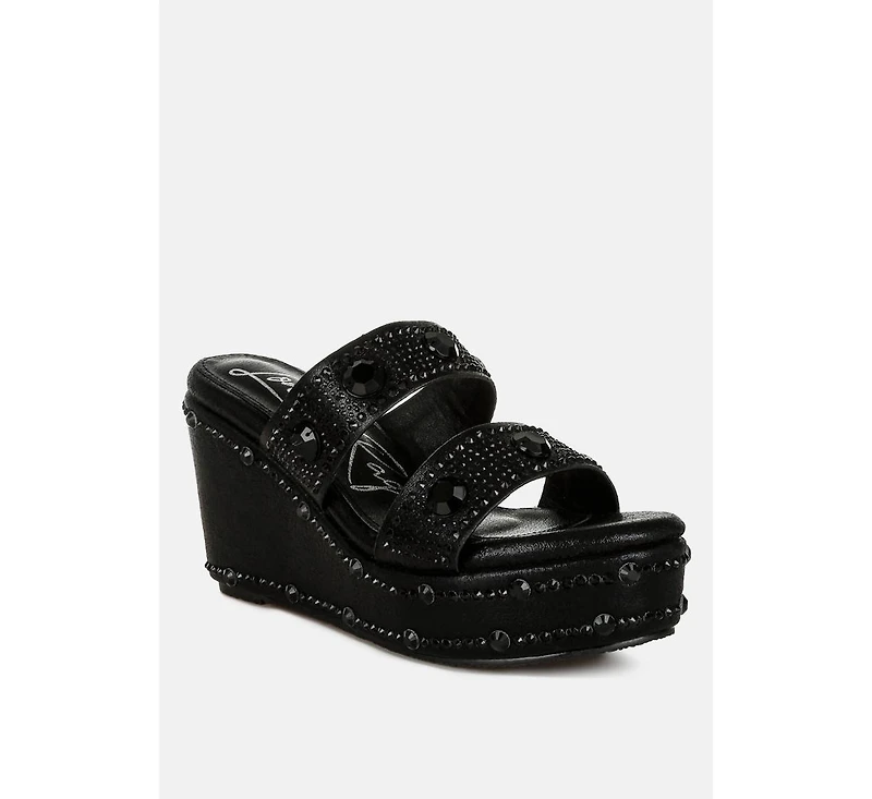 Iki Diki Rhinestone & Diamante Wedge Sandals