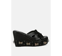 Blistronic Chunky Diamante & Rhinestone Cut-Out Sandals