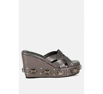Blistronic Chunky Diamante & Rhinestone Cut-Out Sandals