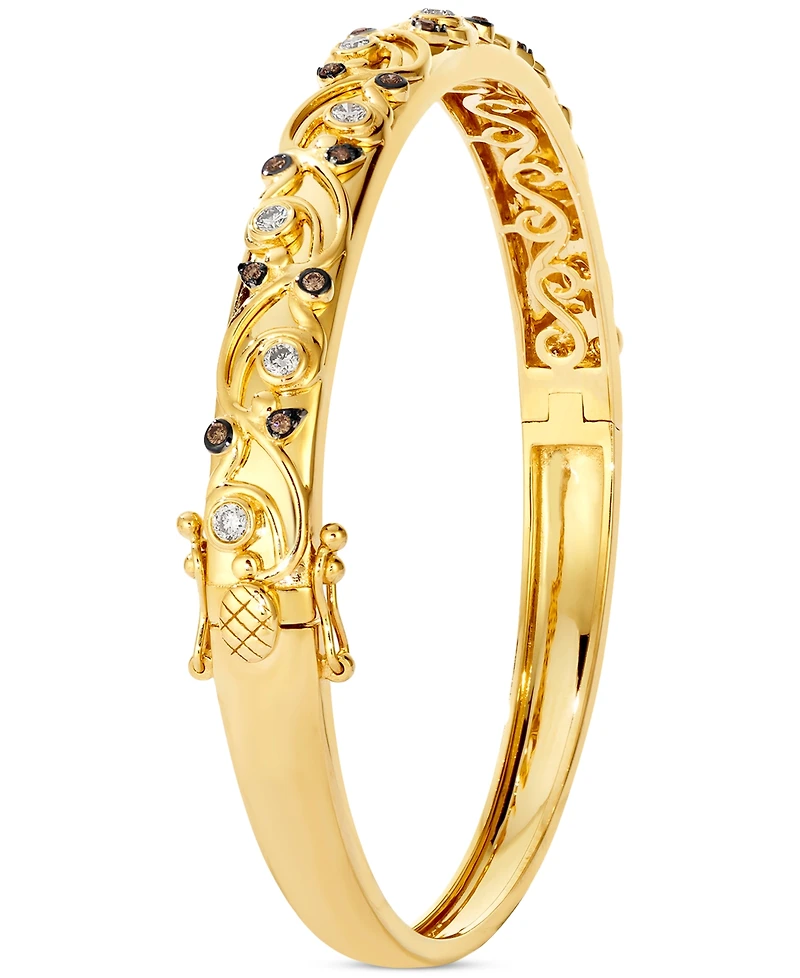 Le Vian Nude Diamond & Chocolate Diamond Filigree Bangle (3/8 ct. t.w.) in 14k Honey Gold