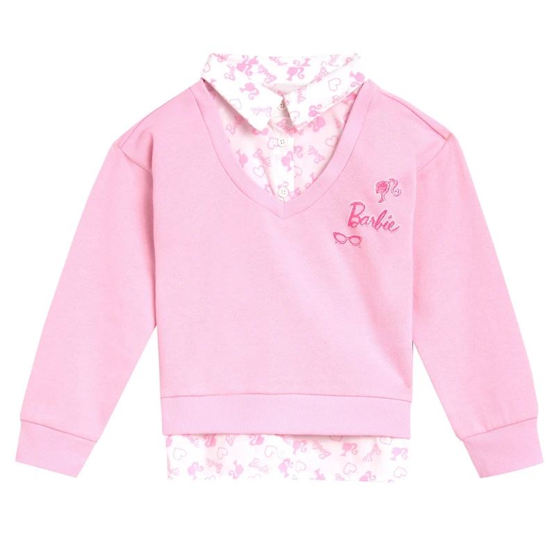 Barbie Toddler Girls 2fer Drop Shoulder Fleece Sweatshirt and Leggings Outfit Set