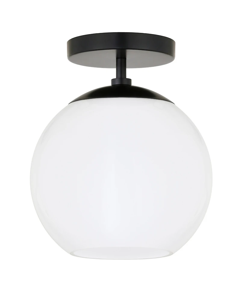 Hudson & Canal 9" Metal Bartlett Wide Semi Flush Mount