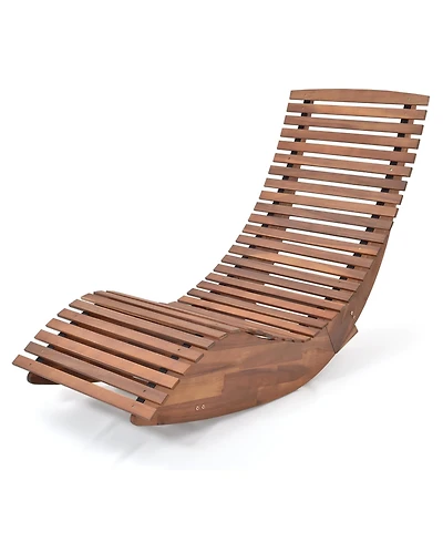 Pcs Outdoor Acacia Wood Rocking Chair with Widened Slatted Seat and High Back