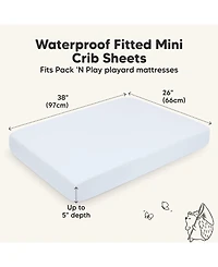 KeaBabies 2pk Isla Waterproof Mini Crib Sheets for Boy, Girl, Soft Pack and Play Graco Mattress