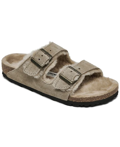 Birkenstock Women's Arizona Shearling Suede Leather Sandals from Finish Line