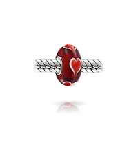 Bling Jewelry Murano Glass Charm Bead Heart Love Pink Red White for European Bracelet