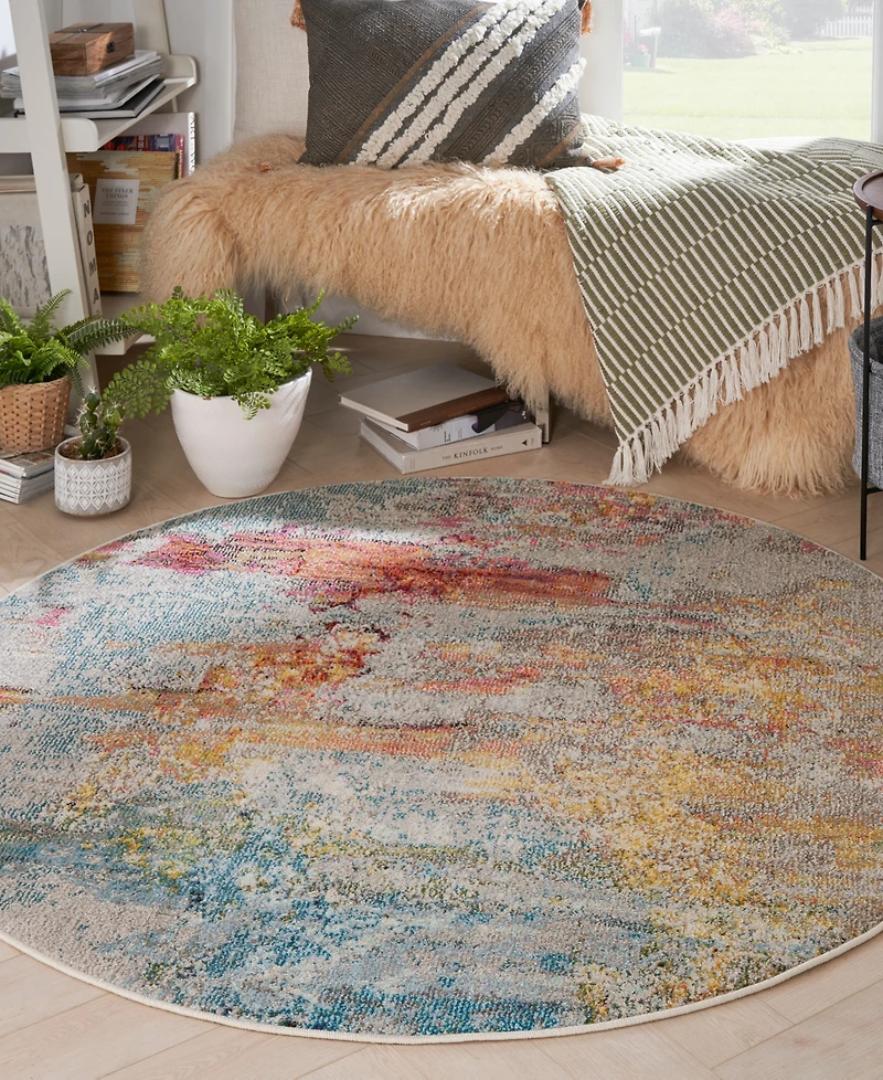 Nourison Home Celestial CES02 5'3"x5'3" Round Area Rug
