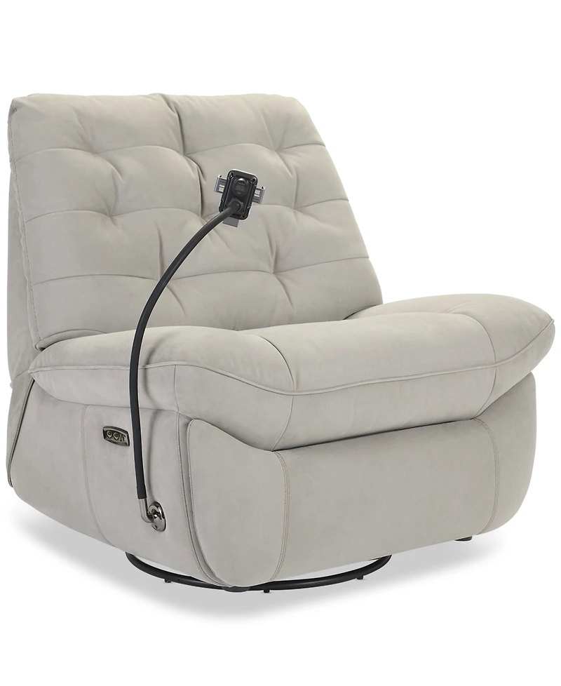 Bovell Fabric Power Swivel Glide Recliner, Created for Macy's