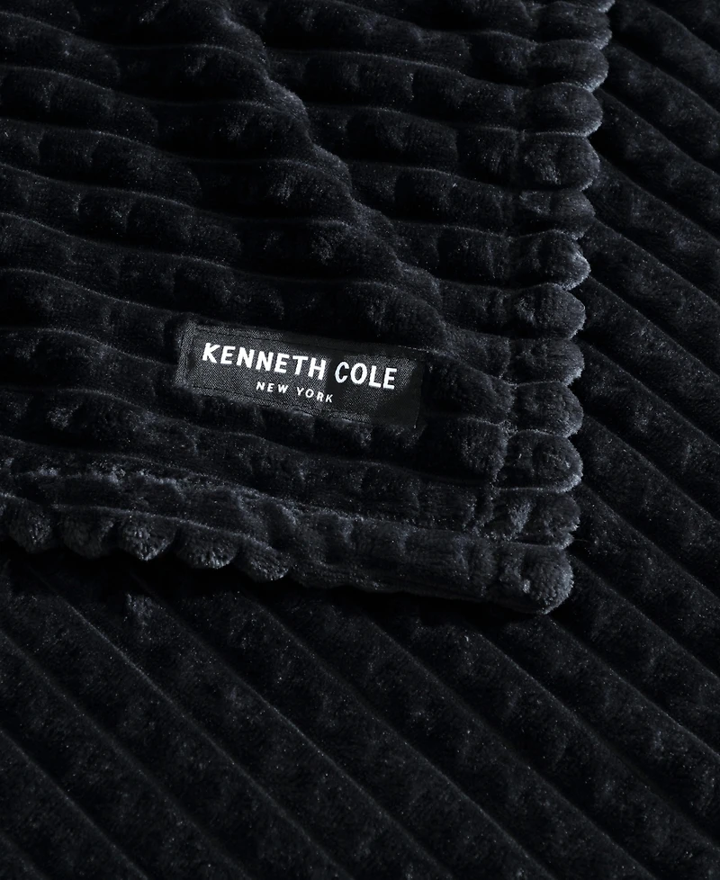 Kenneth Cole New York Solid Textured Jacquard Plush Throw, 60" X 50"