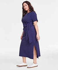 On 34th Trendy Plus Side-Tie Knit Midi Dress, Created for Macy's