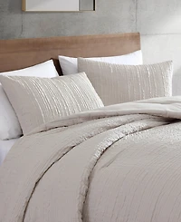 Kenneth Cole New York Serenity Wavy Lines Beige Embossed -Pc. Duvet Cover Set