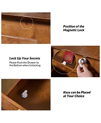 Hulala Home Mid-century ModernIsabel 2-Drawer Nightstand with Built-in Outlets