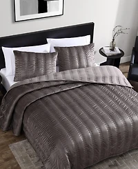 Closeout! Vera Wang Linear Stitch Velvet 3-Pc. Quilt Set