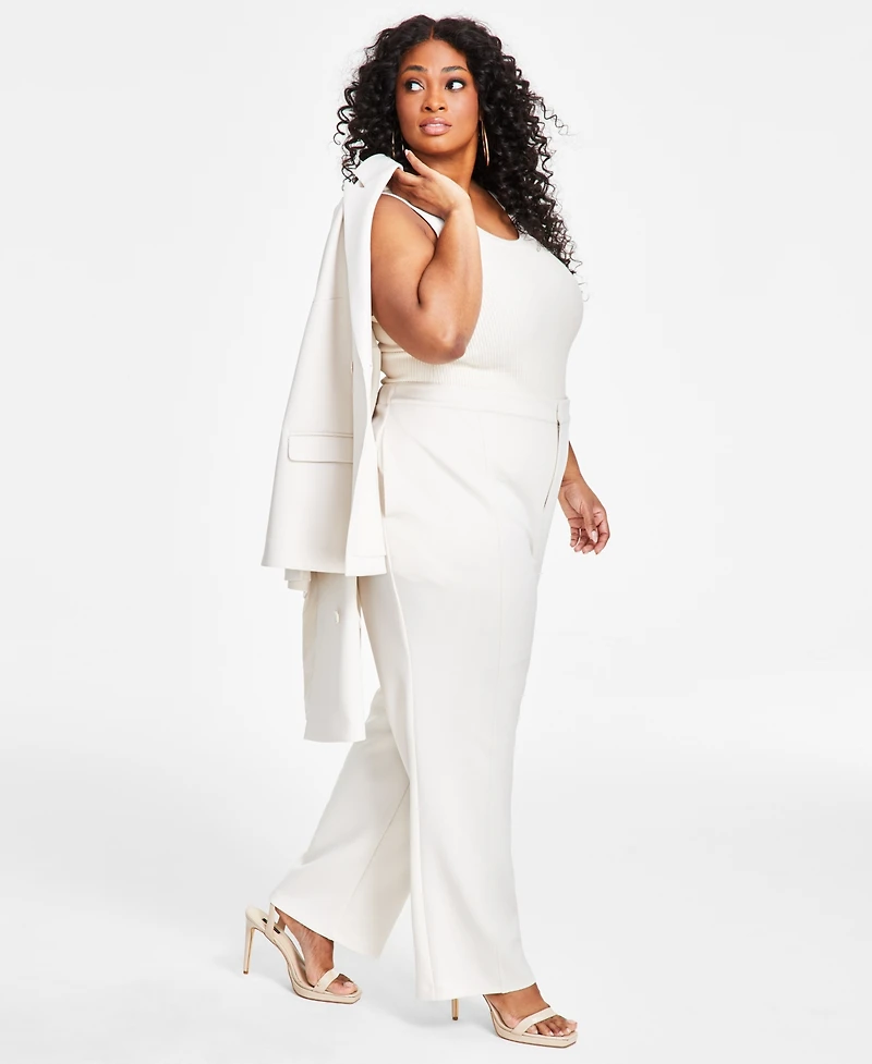 Nina Parker Trendy Plus Scuba Straight-Leg Pull-On Pants