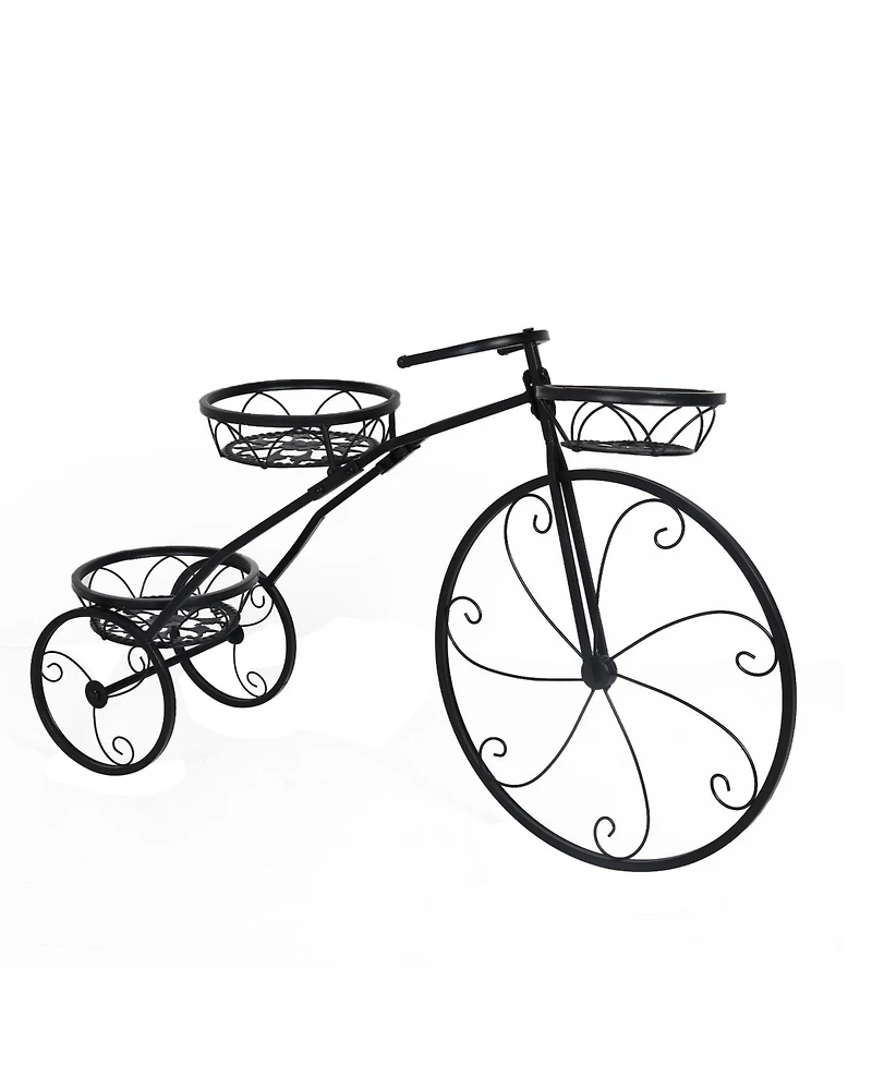 Unho Indoor Outdoor 3 Tiers Iron Garden Flower Stand Bicycle Shape Plant Rack Shelf