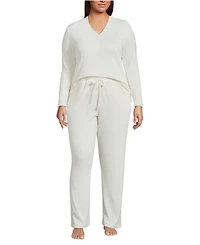 Lands' End Plus Cozy 2 Piece Pajama Set - Long Sleeve Top and Pants