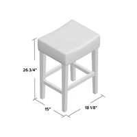 Streamdale Furniture Set Of 2, 26.75" Backless Leather Counter Height Barstool, Light Blue