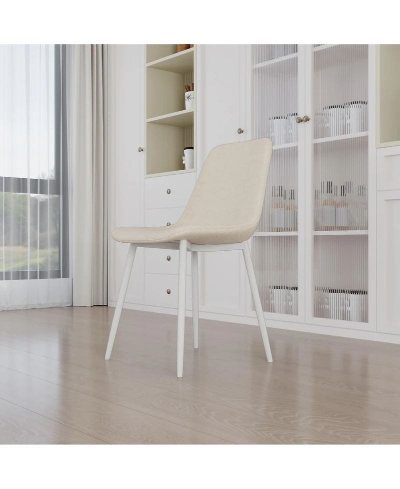 Streamdale Furniture A set of 4 dining chairs, modern kitchen dining chairs, linen padded chairs, and sturdy white metal leg decorated dining chairs.