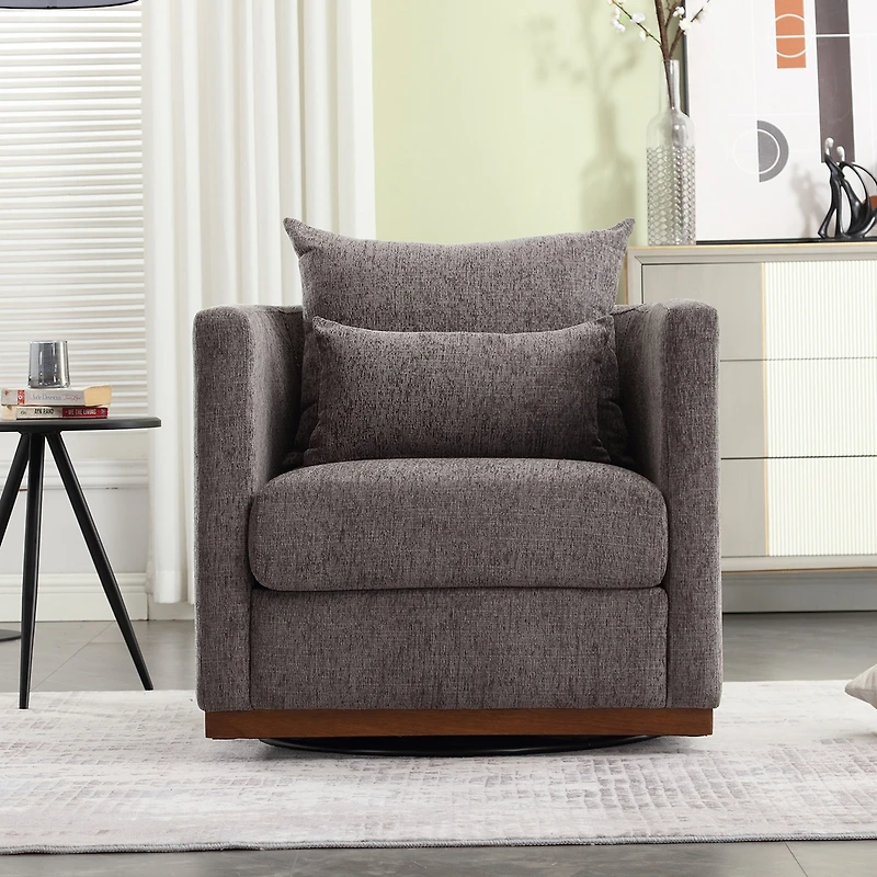 Simplie Fun Swivel Barrel Chair, Comfy Round Accent Sofa Chair for Living Room, 360 Degree Swivel Barrel Club Chair, Leisure Arm Chair for Nursery, Ho