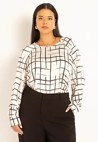Eloquii Plus Raglan Sleeve Printed Blouse