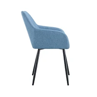 Streamdale Furniture Leisure Modern Living Dining Room Accent Arm Chairs Club Guest with strong black metal Legs, Set of 2, Teddy fabric beige