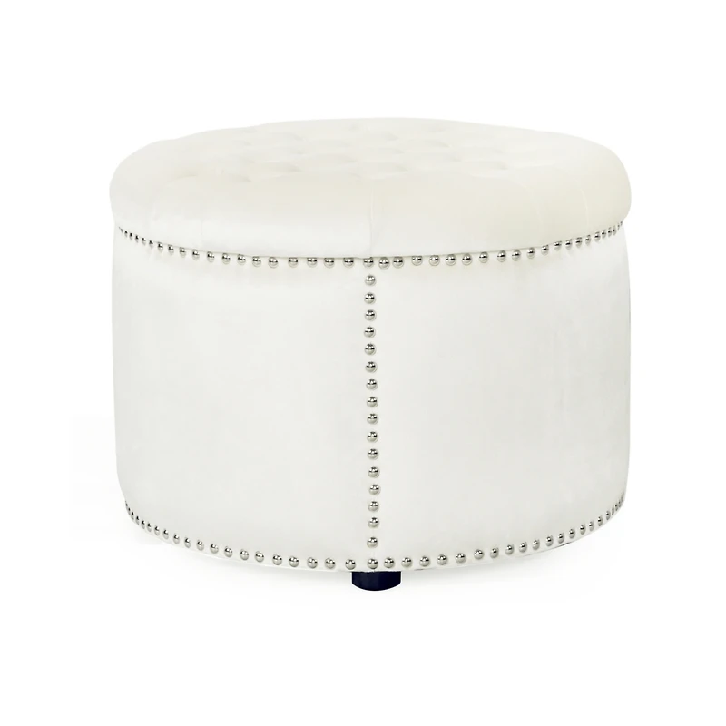 Streamdale Luxurious Velvet Ottoman with Studded Rim for Comfort and Style