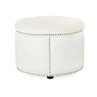 Streamdale Luxurious Velvet Ottoman with Studded Rim for Comfort and Style