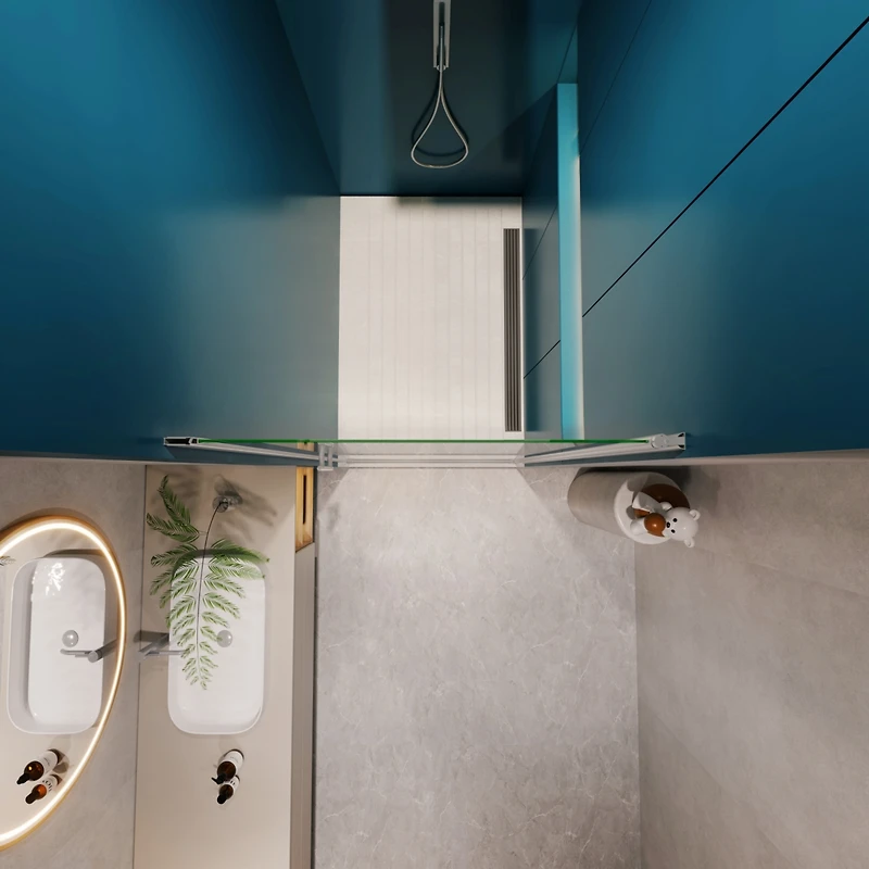 Streamdale 1.375" Adj. Universal Pivot Shower Door, Open Outside w/ 1/4" Glass