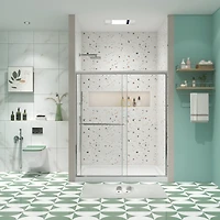 Streamdale Sleek Sliding Bypass Shower Door, Tempered Glass, Chromed