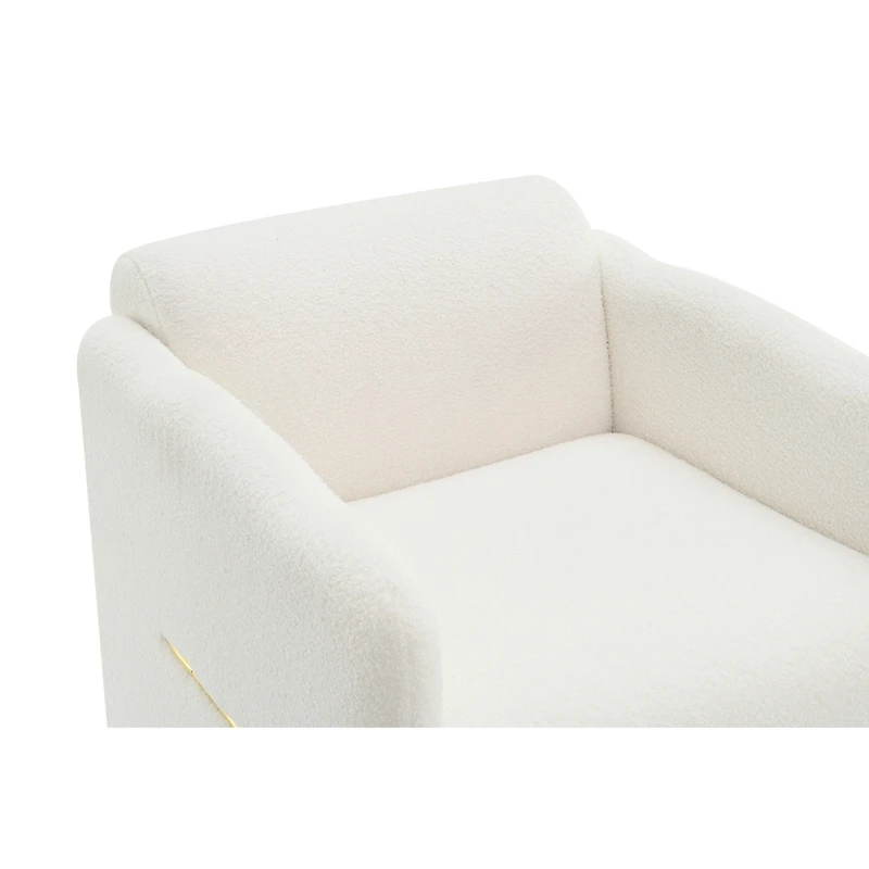 Simplie Fun Arm Chair with waved arms, Metal decoration on both side arms, Accent chair for Primary Living Space, Living room, Bedroom, Teddy Fabric,