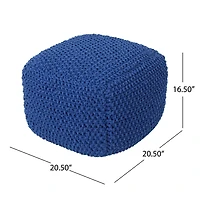 Streamdale Furniture Pim Knitted Cotton Pouf Cube 20.5 X 20.5 X 16.5 Pouf.