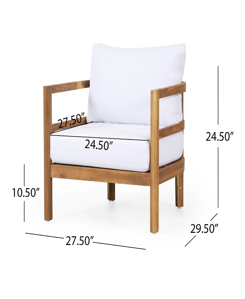 Streamdale Furniture Outdoor Acacia Wood Patio Club Chair, Wood Patio Furniture, Waterproof Thick Cushion Deep Seating For Porch, Garden, Backyard, Ba