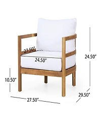 Streamdale Furniture Outdoor Acacia Wood Patio Club Chair, Wood Patio Furniture, Waterproof Thick Cushion Deep Seating For Porch, Garden, Backyard, Ba