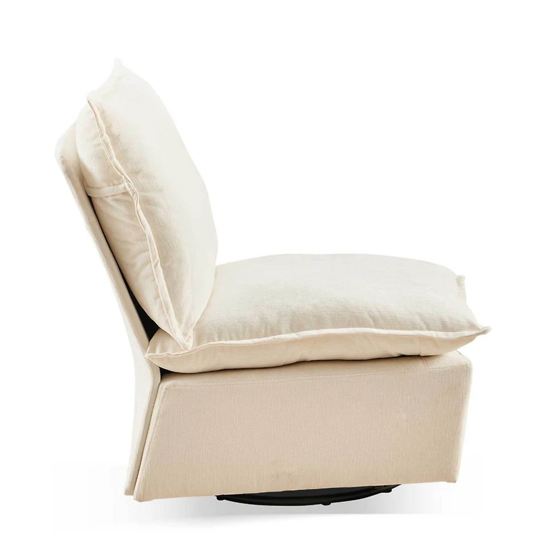 Streamdale Furniture Detachable Off White Chenille Single 360 Swivel Rocking Rocker,360 Swivel Sofa Chair & Single Sofa Lounge, Comfortable Seating fo