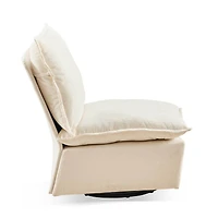 Streamdale Furniture Detachable Off White Chenille Single 360 Swivel Rocking Rocker,360 Swivel Sofa Chair & Single Sofa Lounge, Comfortable Seating fo
