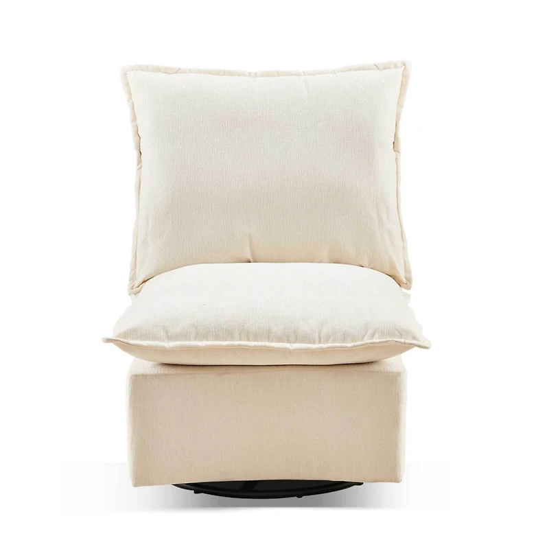 Streamdale Furniture Detachable Off White Chenille Single 360 Swivel Rocking Rocker,360 Swivel Sofa Chair & Single Sofa Lounge, Comfortable Seating fo