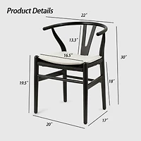 Streamdale Furniture Wishbone Chairs for Dining Room, Soild Wood Weave Dining Chair, Armchair, Fully Assembled, Set of 2