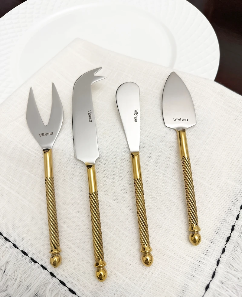 Vibhsa Swirl 4-Pc. Cheese Knives Set, Serving for 4