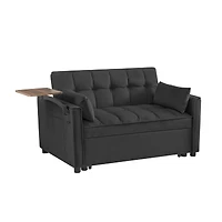 Streamdale Furniture Black Velvet Loveseat Sofa Bed