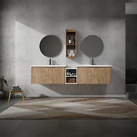 Streamdale Furniture 84" Wall-Mounted Bathroom Vanity With Sink and Side Cabinet, Soft Close Doors