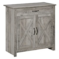 Farmhouse Sideboard Buffet Cabinet, Barn Door Style Kitchen Cabinet, 32" Accent cabinet for Kitchen, Living Room or Entryway, Gray Wash