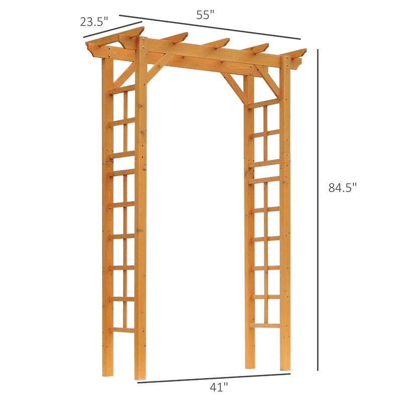 85" Wooden Garden Arbor for Wedding and Ceremony, Outdoor Garden Arch Trellis for Climbing Vines - Orange