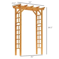 85" Wooden Garden Arbor for Wedding and Ceremony, Outdoor Garden Arch Trellis for Climbing Vines - Orange